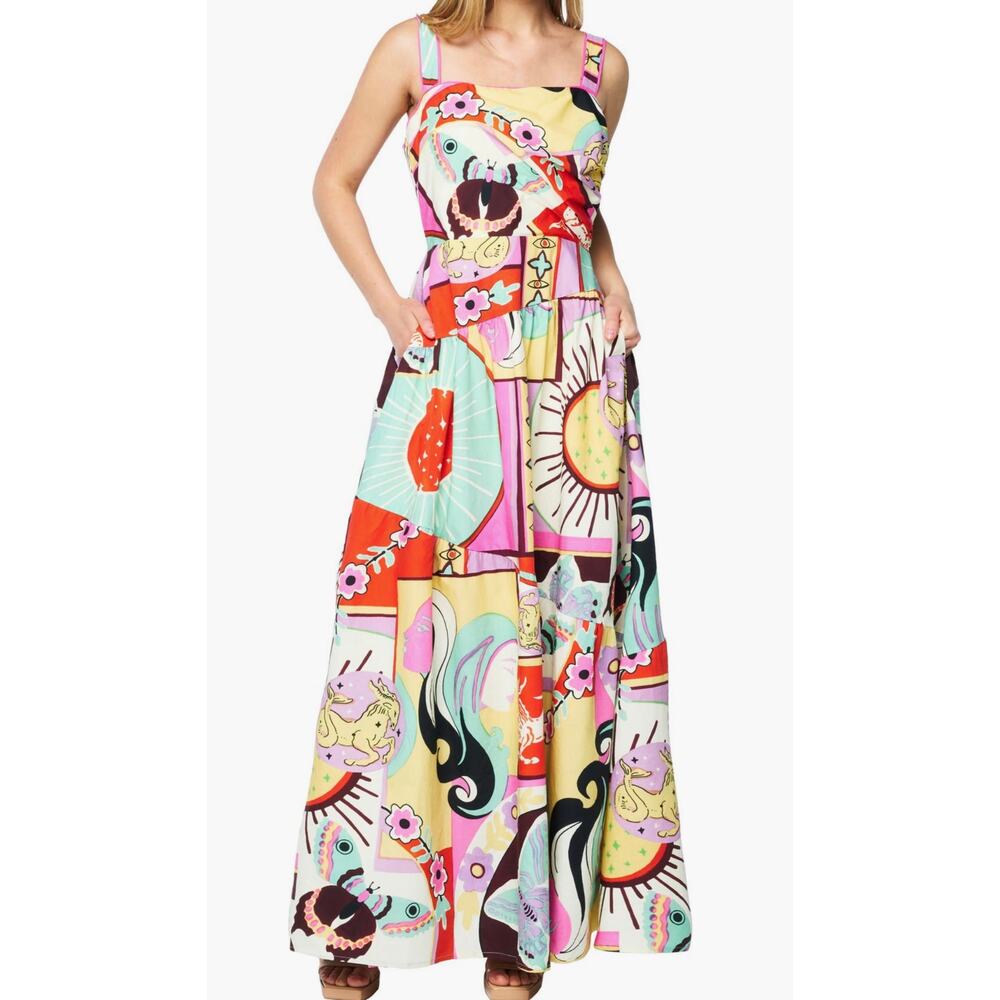 Ceibon Lillias Maxi Sundress Large 100% Cotton 70s Avant Garde Artsy Retro Boho